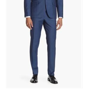 SAVILE ROW CO Men Brixton Suit Pant 36x33 Navy Blue Extra Trim Fit Trouser